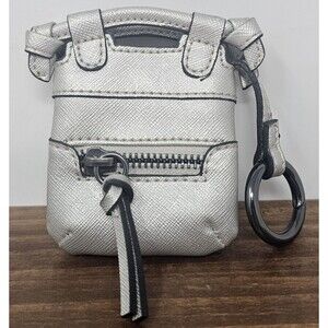 Foley & Corinna Silver Leather Tiny Disco City Satchel Handbag Charm Coin Purse